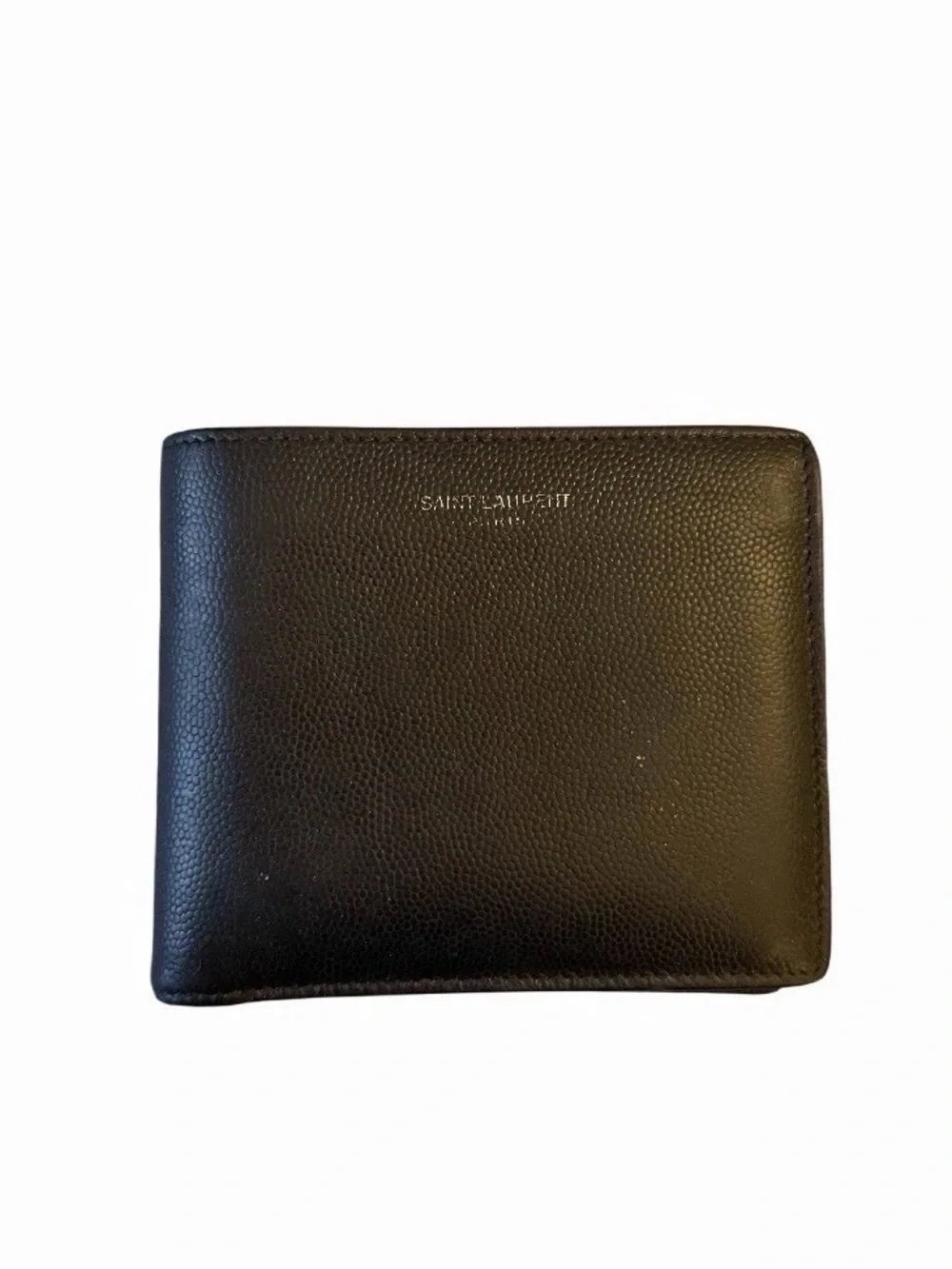 Saint Laurent Black Pebbled Leather Card Sleeve